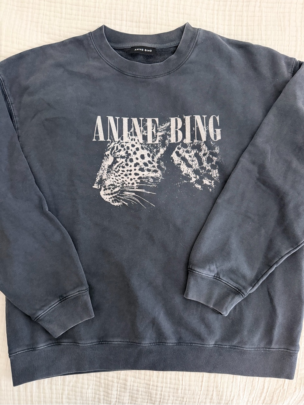 ANINE BING Spencer Leopard Sweatshirt in washed black